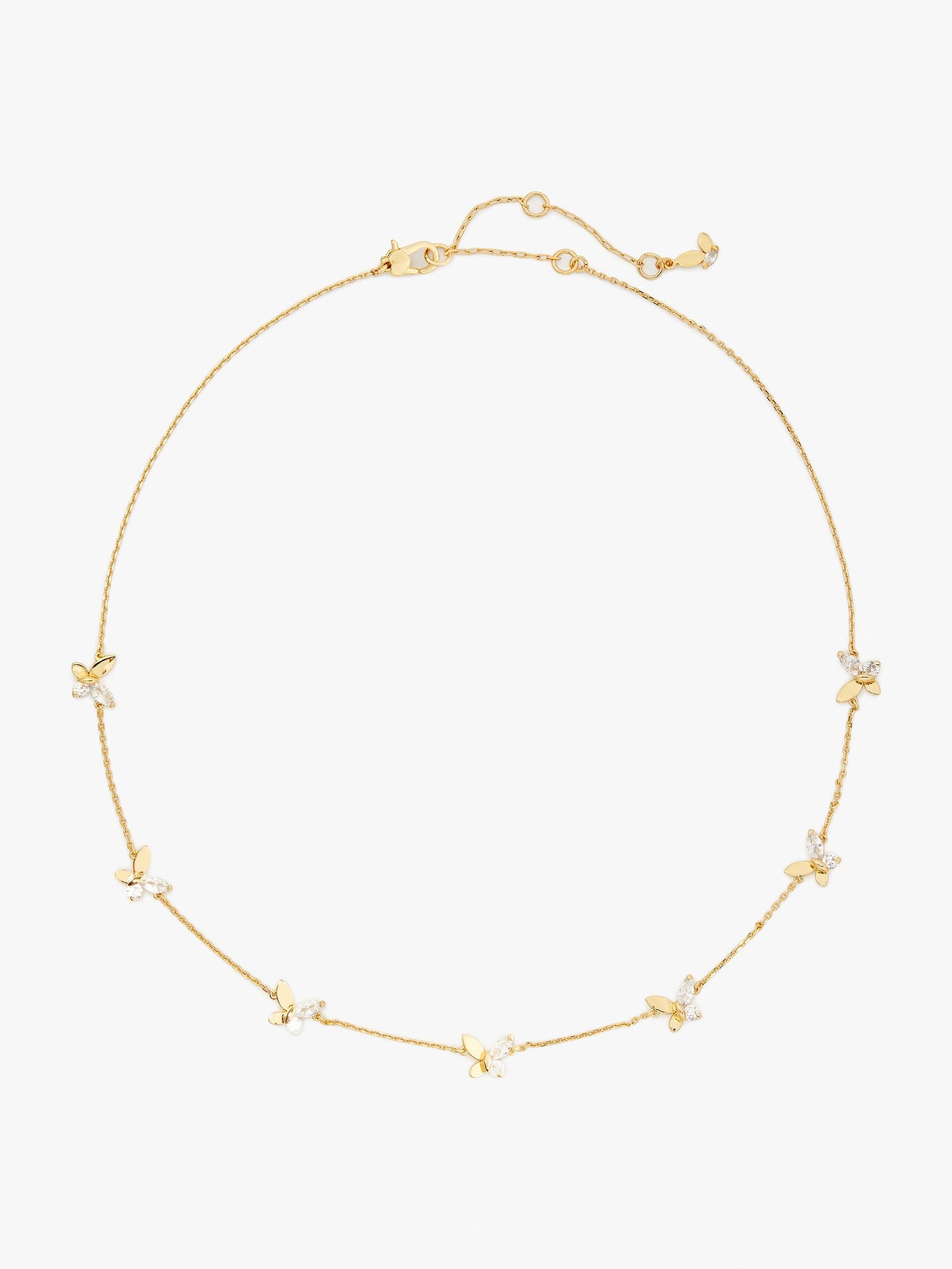 K7542-Social Butterfly Necklace-Clear/Gold