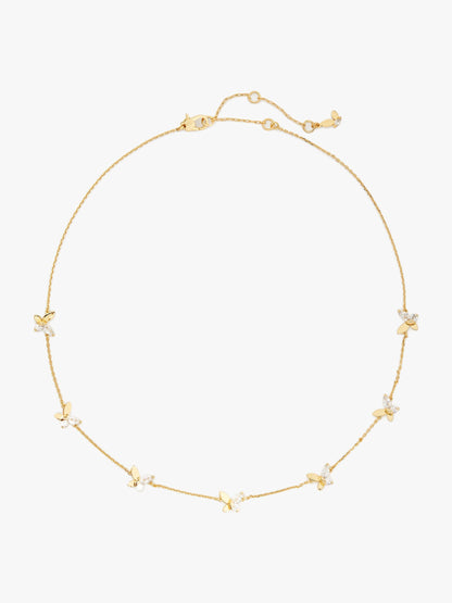 K7542-Social Butterfly Necklace-Clear/Gold
