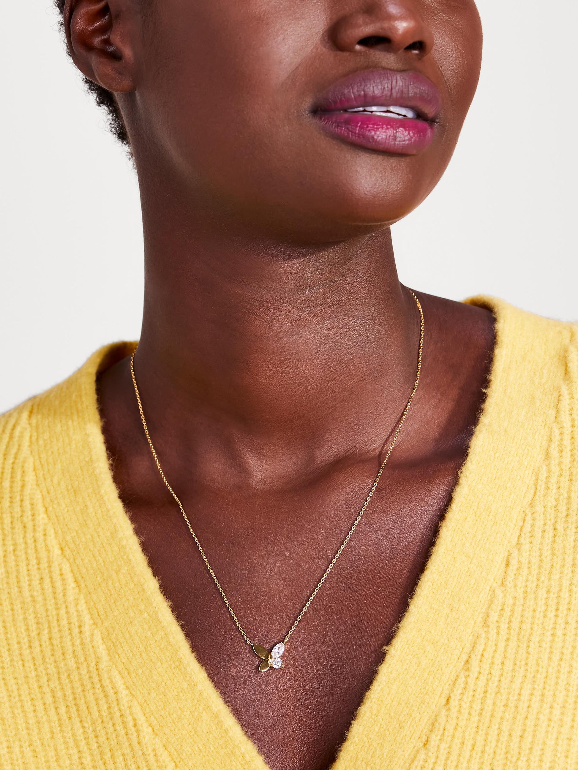 K7547-Social Butterfly Mini Pendant-Clear/Gold