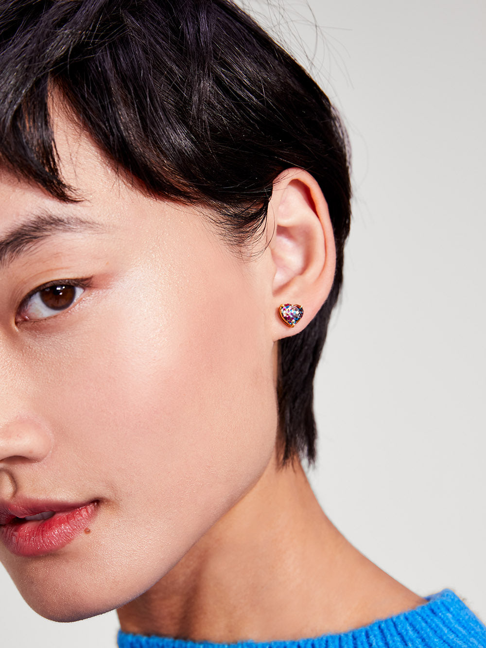 k7581_my love glitter heart studs_Multi Glitter