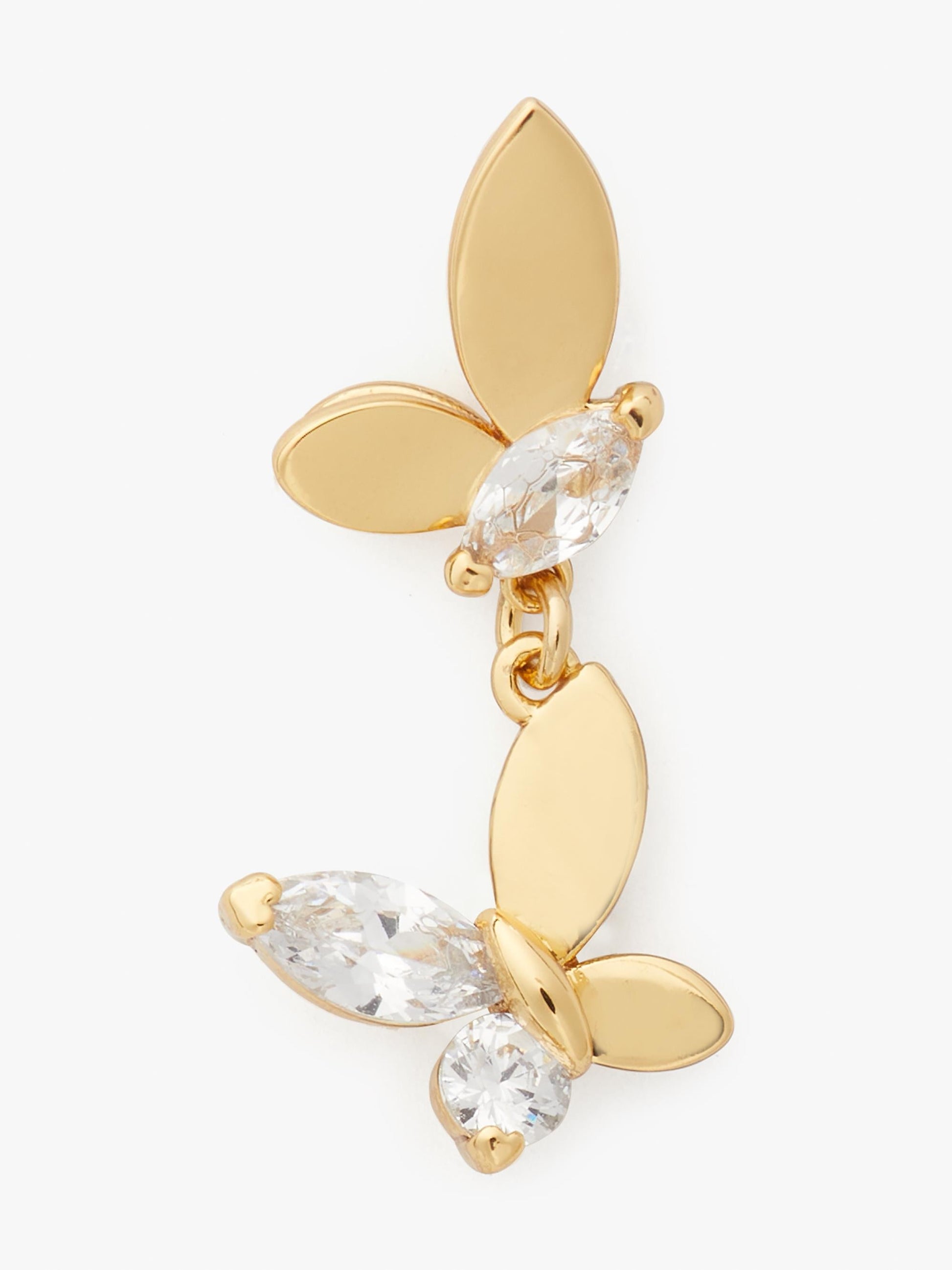 K7602-Social Butterfly Drop Earrings-Clear/Gold