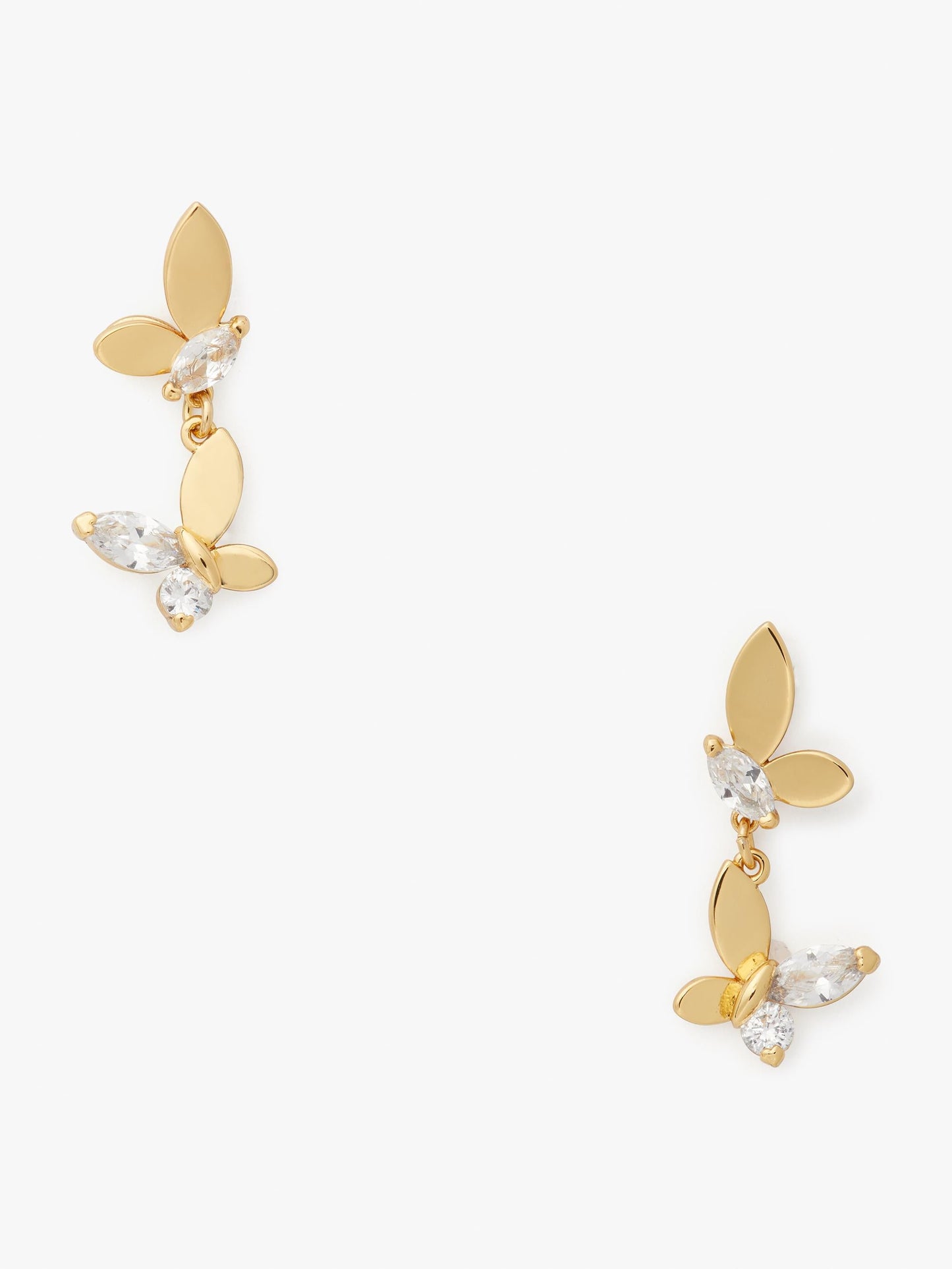 K7602-Social Butterfly Drop Earrings-Clear/Gold