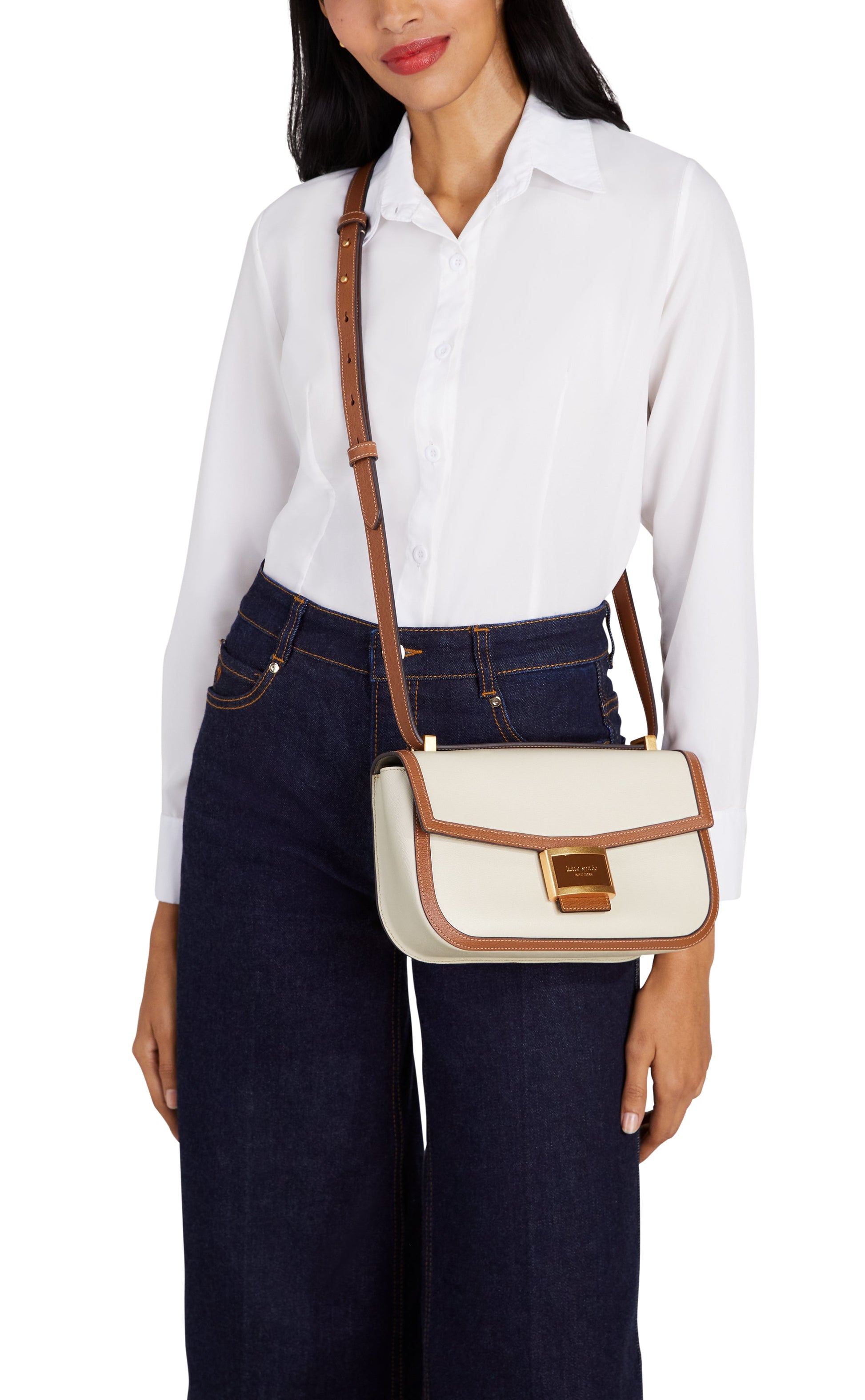 K8828-Halo White Multi-katy colorblocked medium convertible shoulder bag