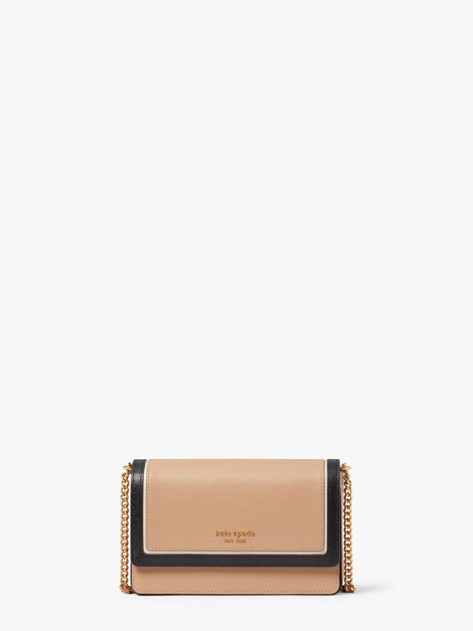k8963_Morgan Colorblocked Flap Chain Wallet_Cafe Mocha Multi