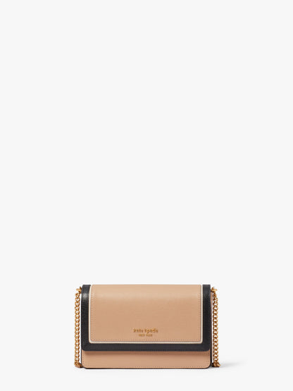 k8963_Morgan Colorblocked Flap Chain Wallet_Cafe Mocha Multi