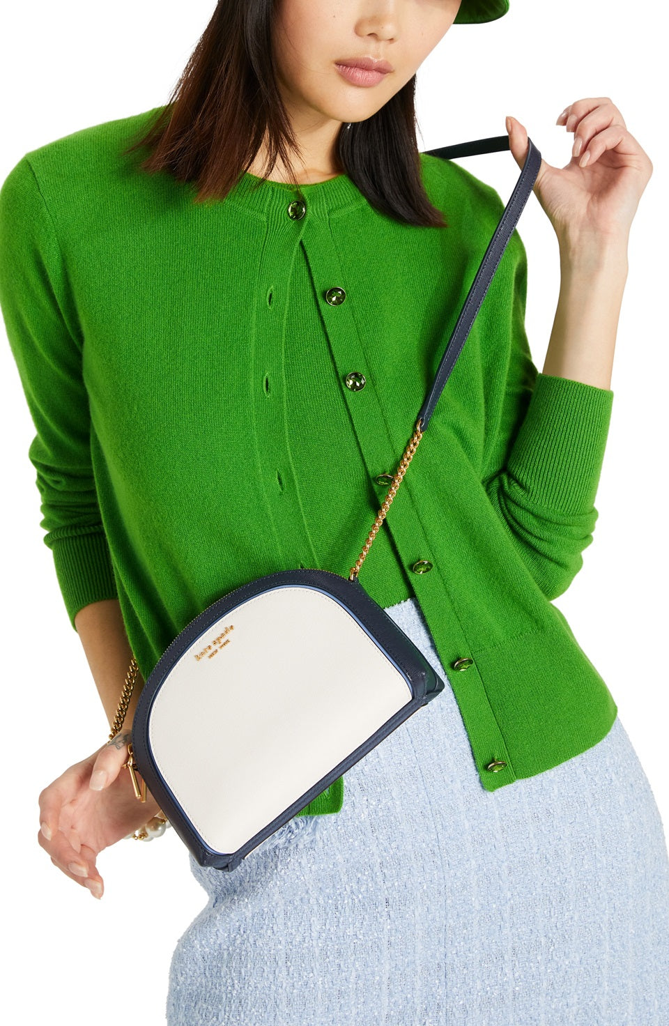 Morgan Colorblocked Double-Zip Dome Crossbody