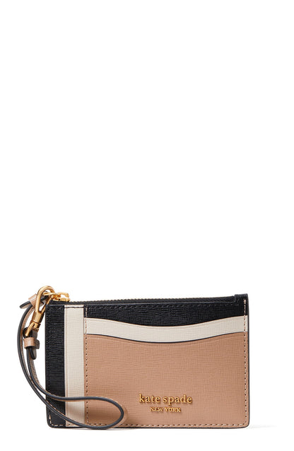 k8966_Morgan Colorblocked Card Case Wristlet_Cafe Mocha Multi