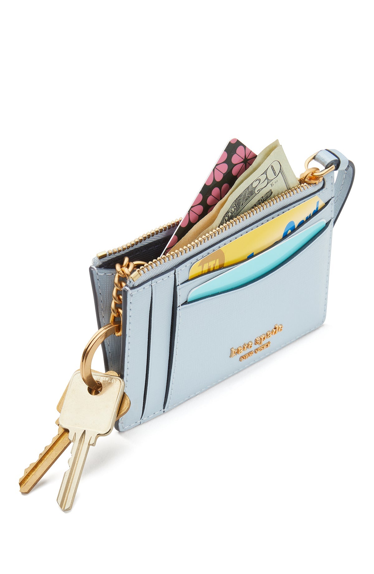 k8966_Morgan Colorblocked Card Case Wristlet_Cream Multi