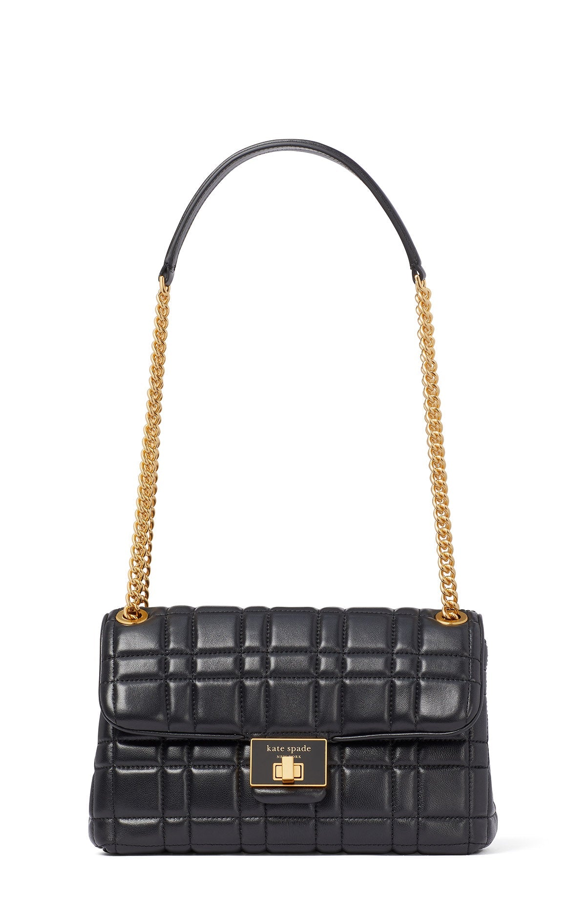 K9010-evelyn quilted medium convertible shoulder bag-Black