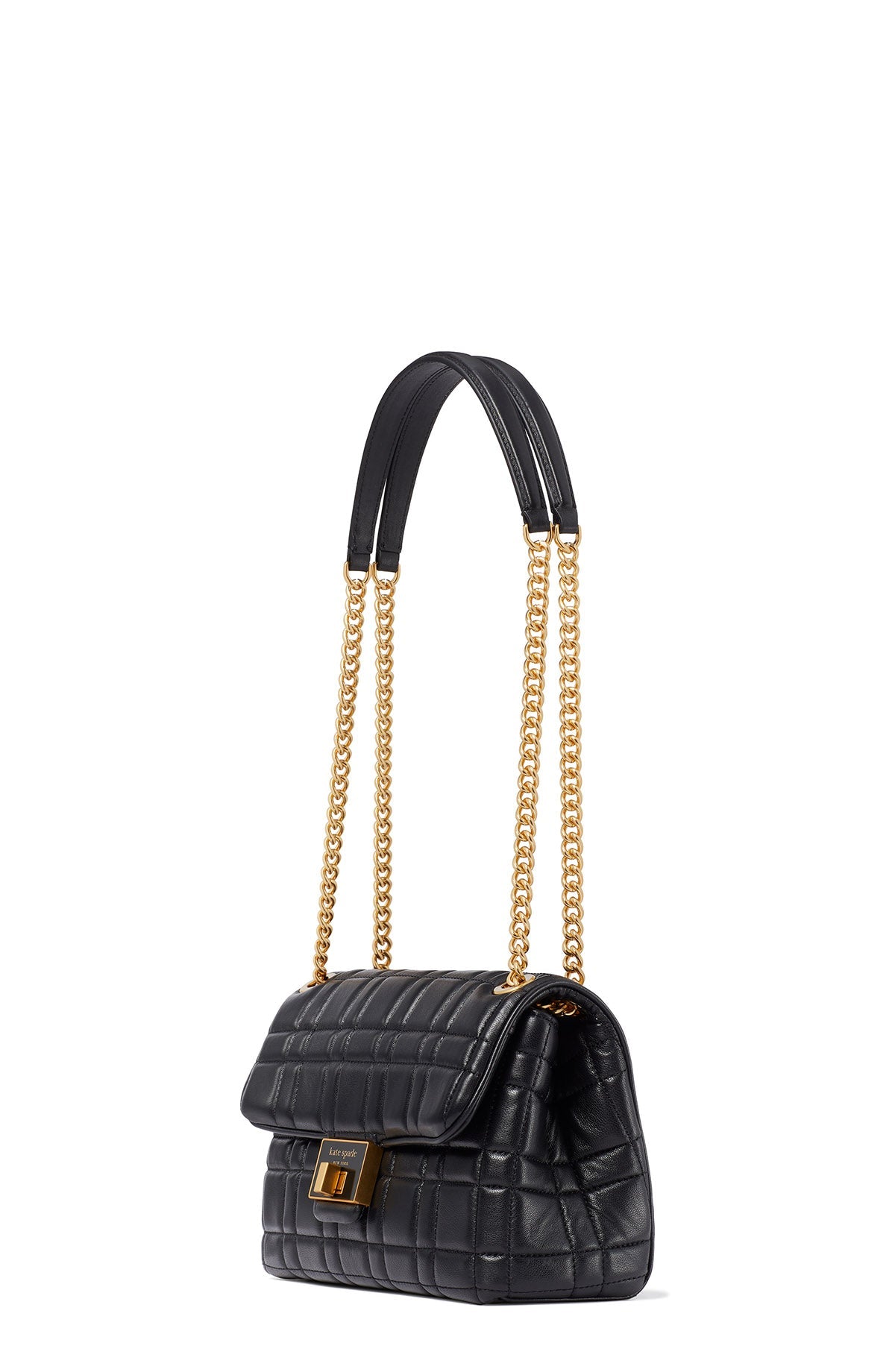 K9010-evelyn quilted medium convertible shoulder bag-Black