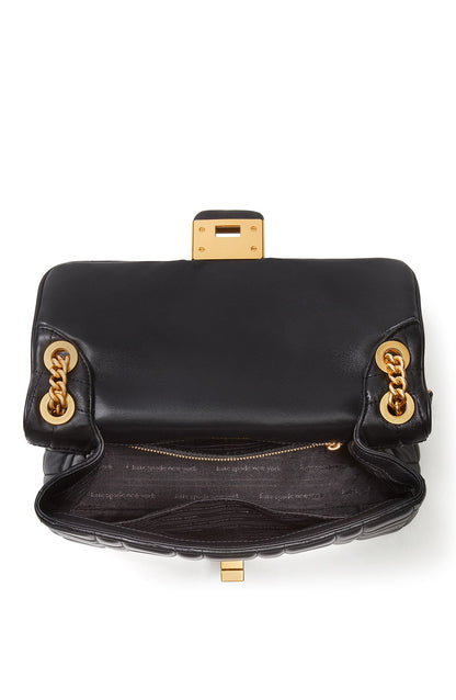 K9010-evelyn quilted medium convertible shoulder bag-Black