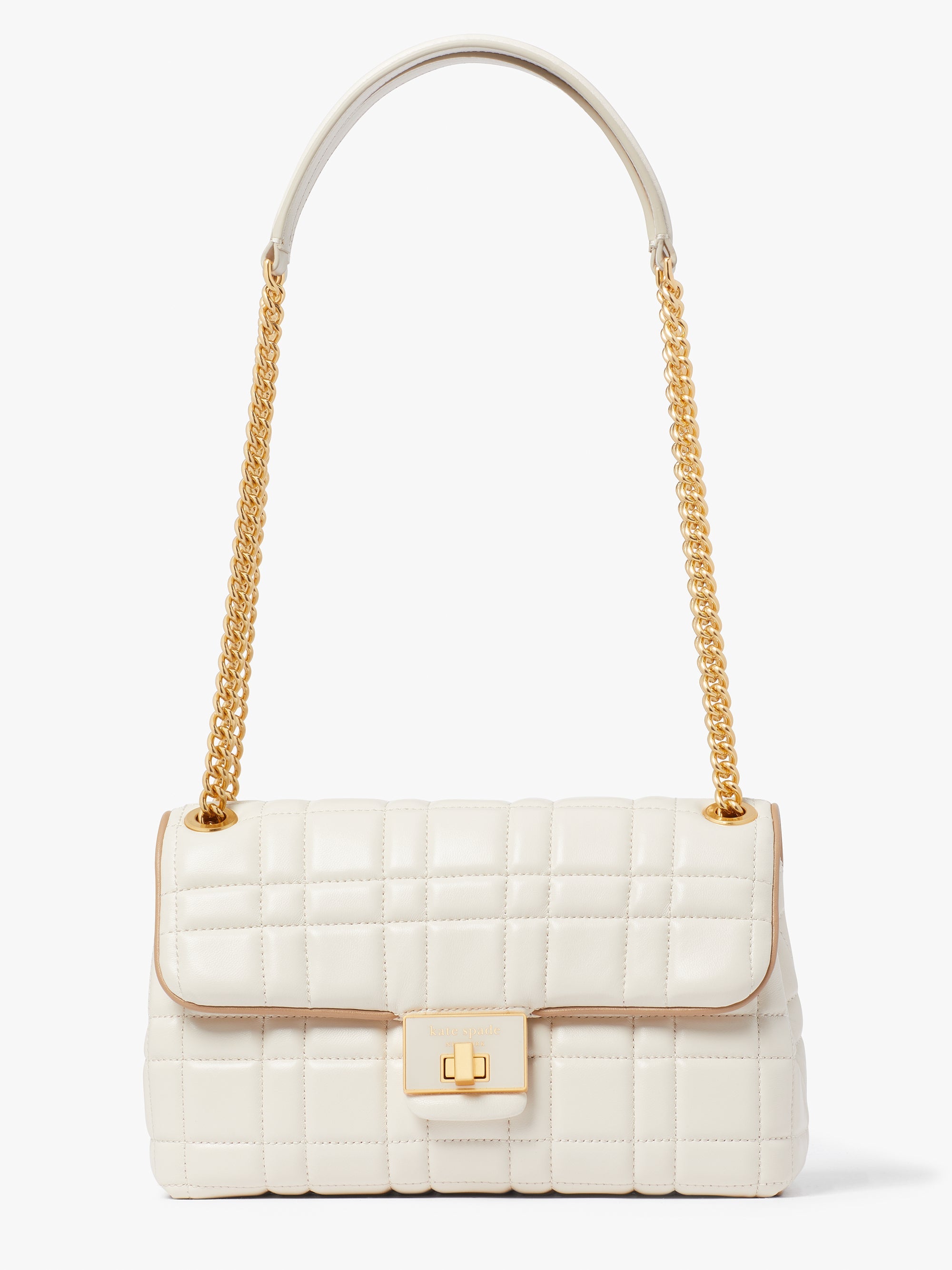 K9010-evelyn quilted medium convertible shoulder bag-Ivory