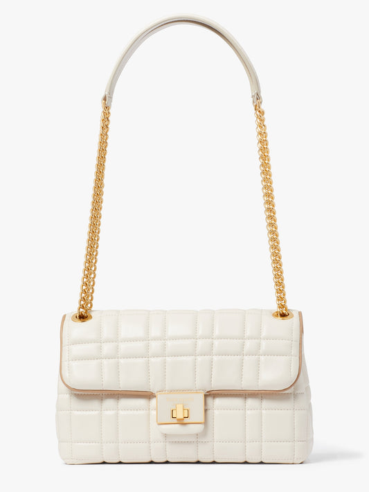K9010-evelyn quilted medium convertible shoulder bag-Ivory