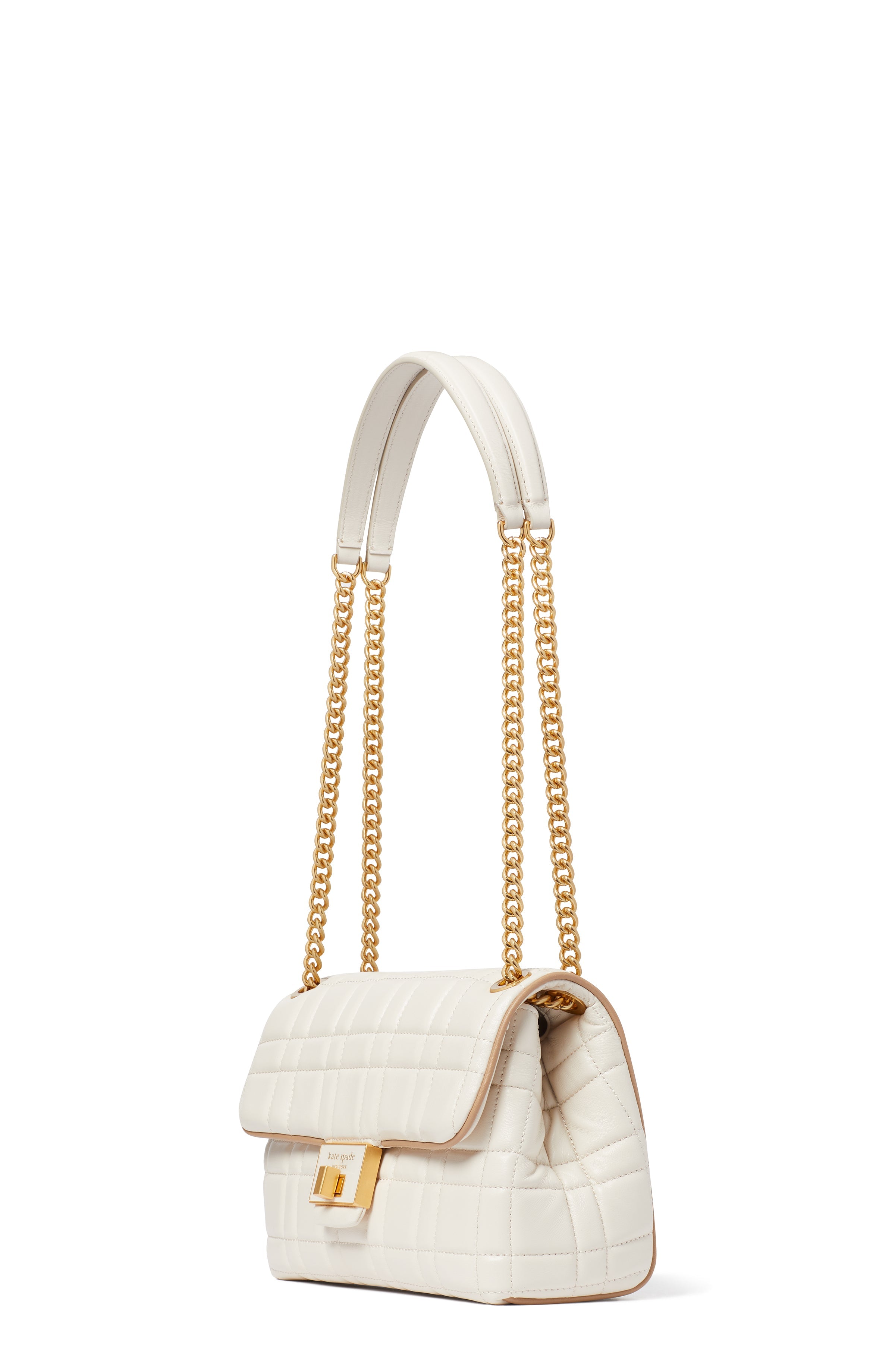 K9010-evelyn quilted medium convertible shoulder bag-Ivory
