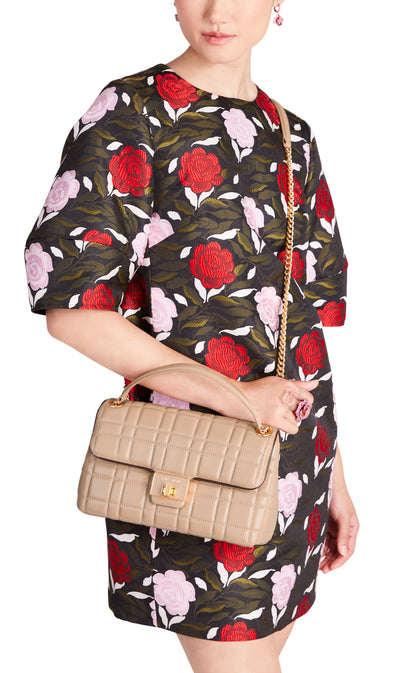 K9010-evelyn quilted medium convertible shoulder bag-Milk Tea