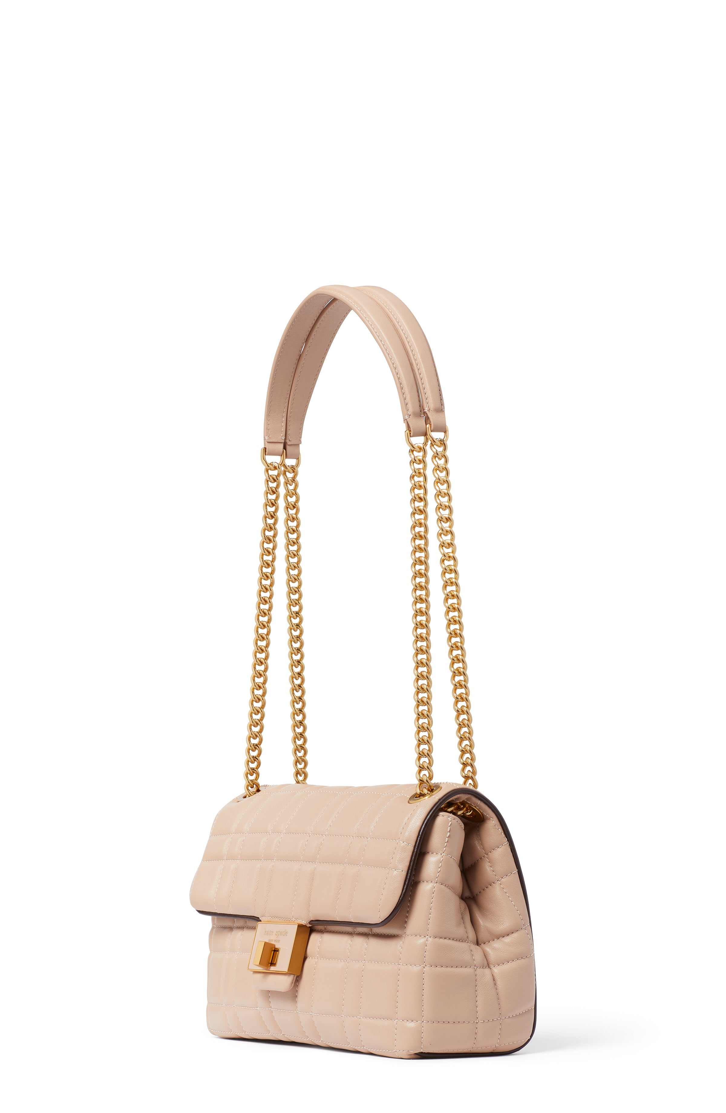 K9010-evelyn quilted medium convertible shoulder bag-Milk Tea