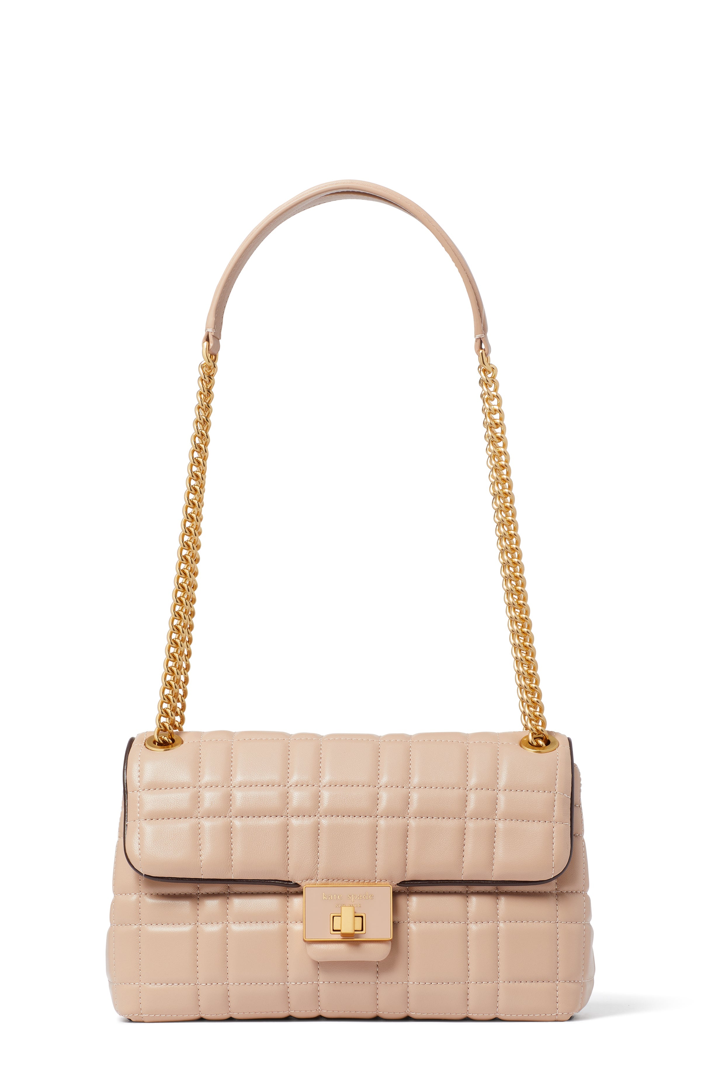 K9010-evelyn quilted medium convertible shoulder bag-Milk Tea