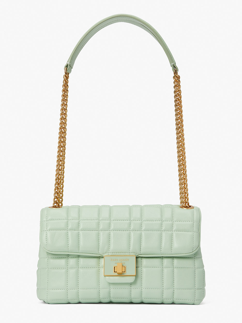 K9010-evelyn quilted medium convertible shoulder bag-Pistachio Cream