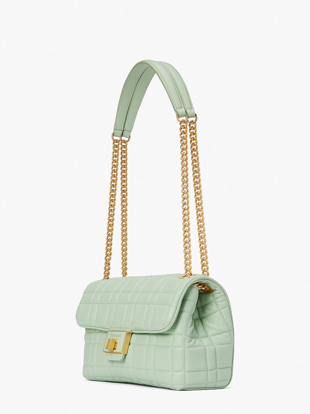 K9010-evelyn quilted medium convertible shoulder bag-Pistachio Cream