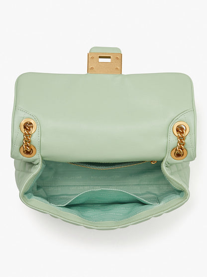 K9010-evelyn quilted medium convertible shoulder bag-Pistachio Cream