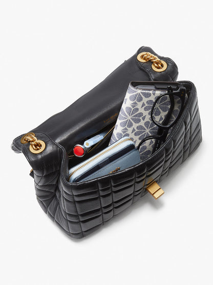 K9010-evelyn quilted medium convertible shoulder bag-Pistachio Cream