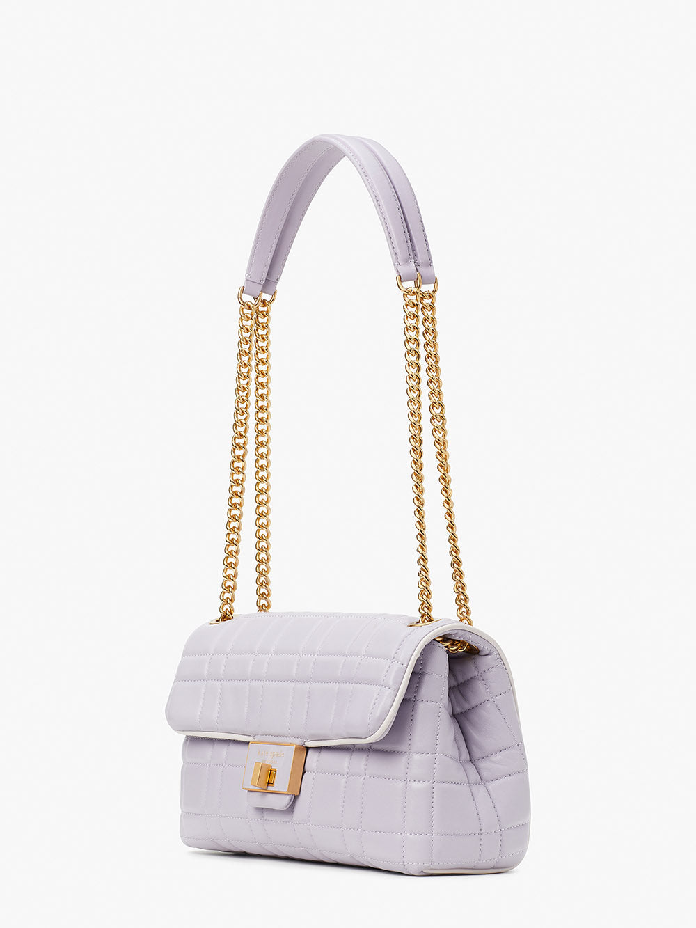 K9010-evelyn quilted medium convertible shoulder bag-Lavender Cream
