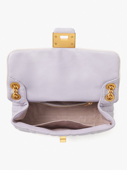 K9010-evelyn quilted medium convertible shoulder bag-Lavender Cream