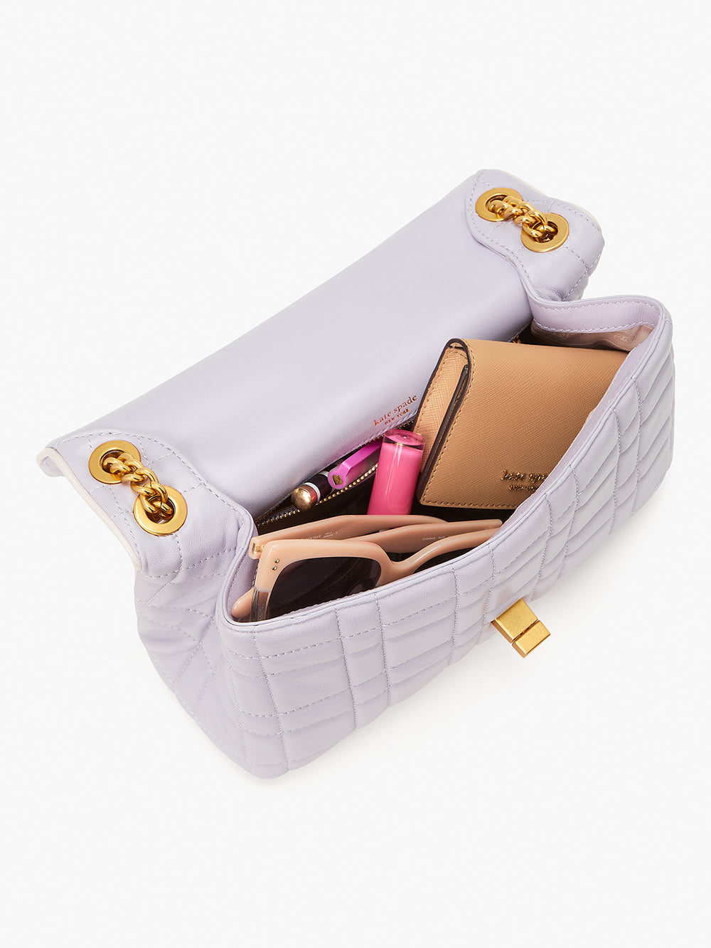 K9010-evelyn quilted medium convertible shoulder bag-Lavender Cream