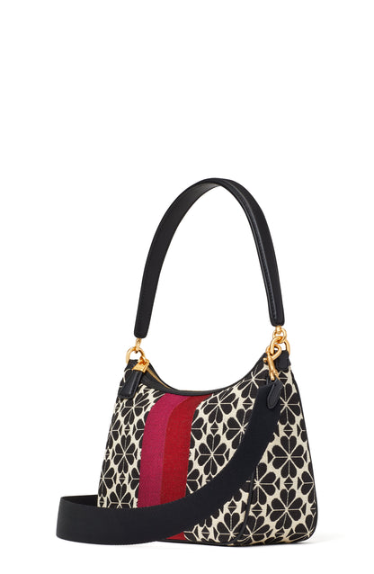 K9033-spade flower jacquard stripe sam small convertible shoulder bag-Cream Multi