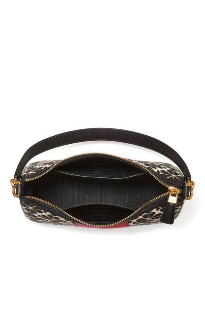 K9033-spade flower jacquard stripe sam small convertible shoulder bag-Cream Multi