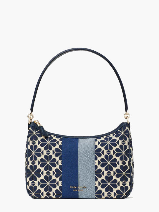 K9033-spade flower jacquard stripe sam small convertible shoulder bag-Blue Multicolor