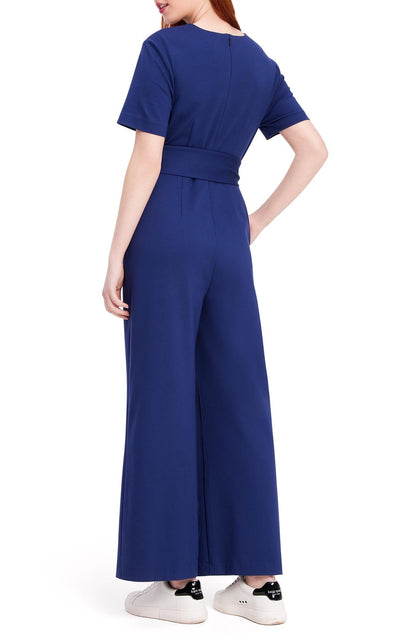 Ponte Split-Neck Jumpsuit