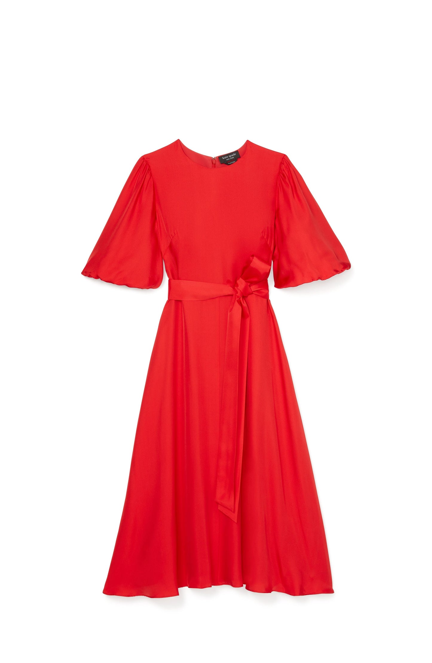 K9718-silk-blend matinee dress-Engine Red