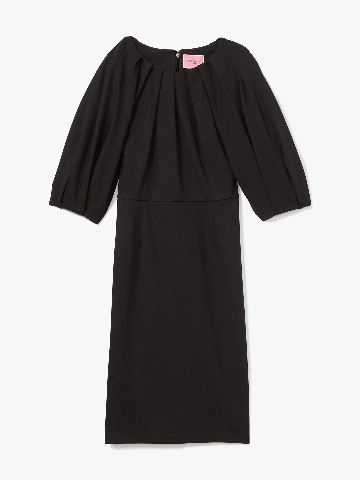Ponte Pleated-Shoulder Dress