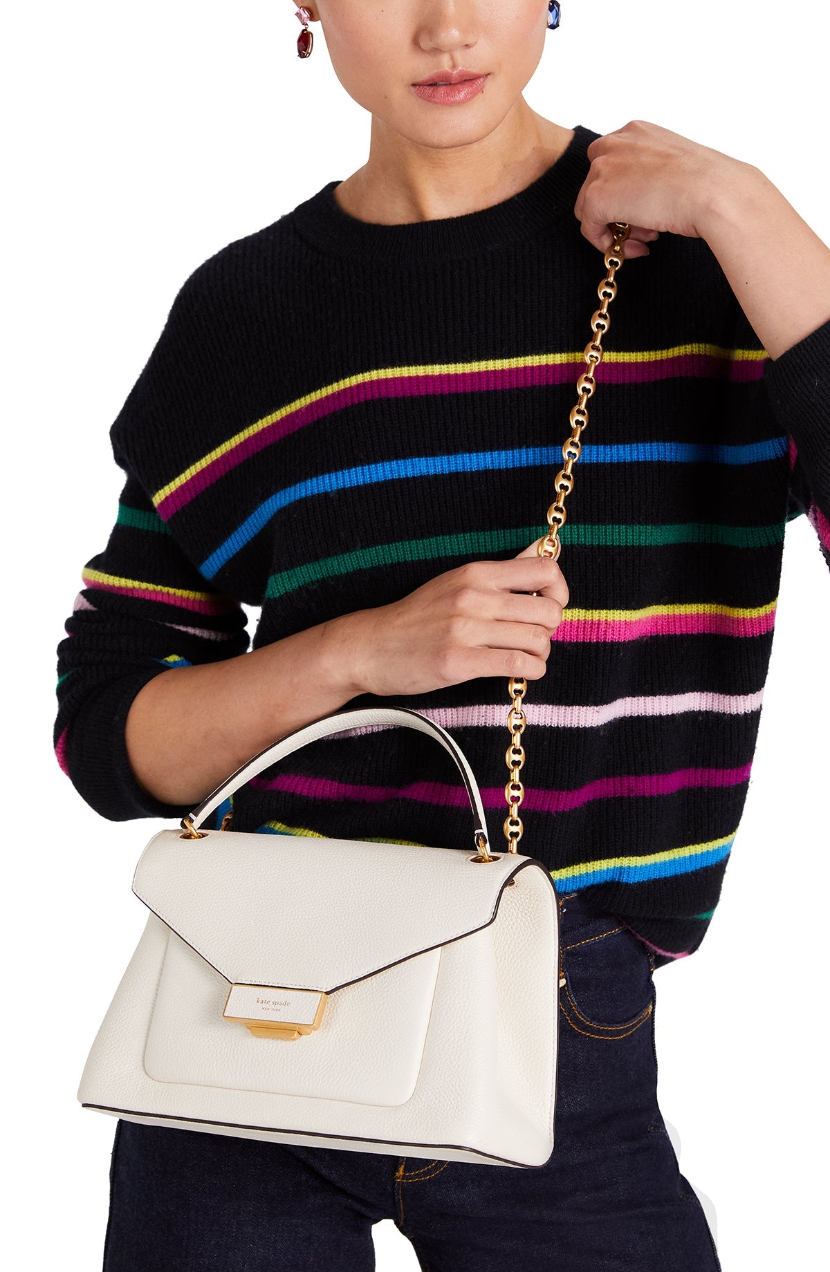 K9916-gramercy medium convertible shoulder bag-Halo White