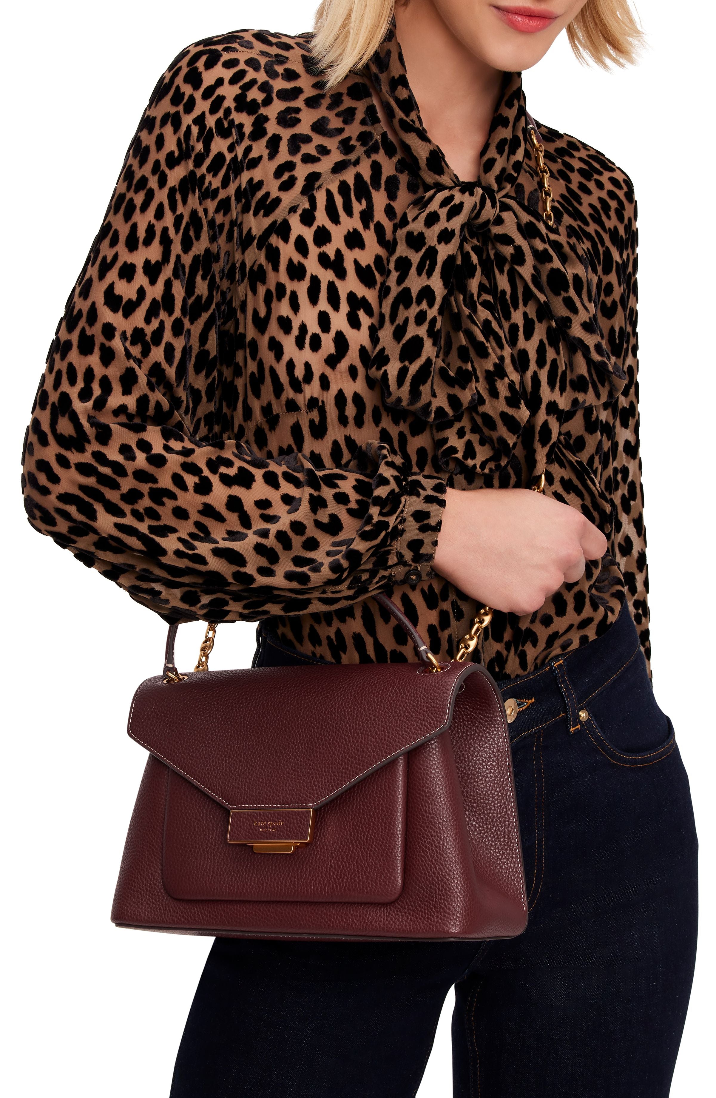 K9916-gramercy medium convertible shoulder bag-Cordovan