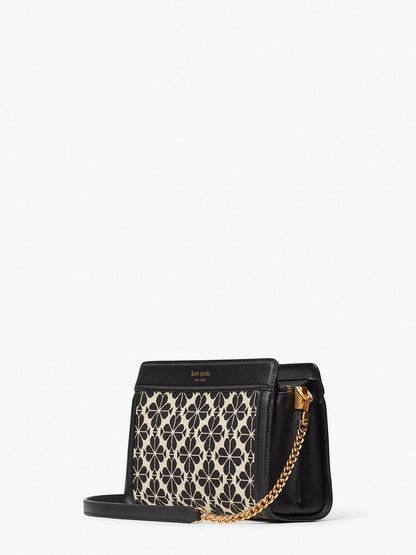 K9992-Cream Multi-spade flower jacquard medium crossbody