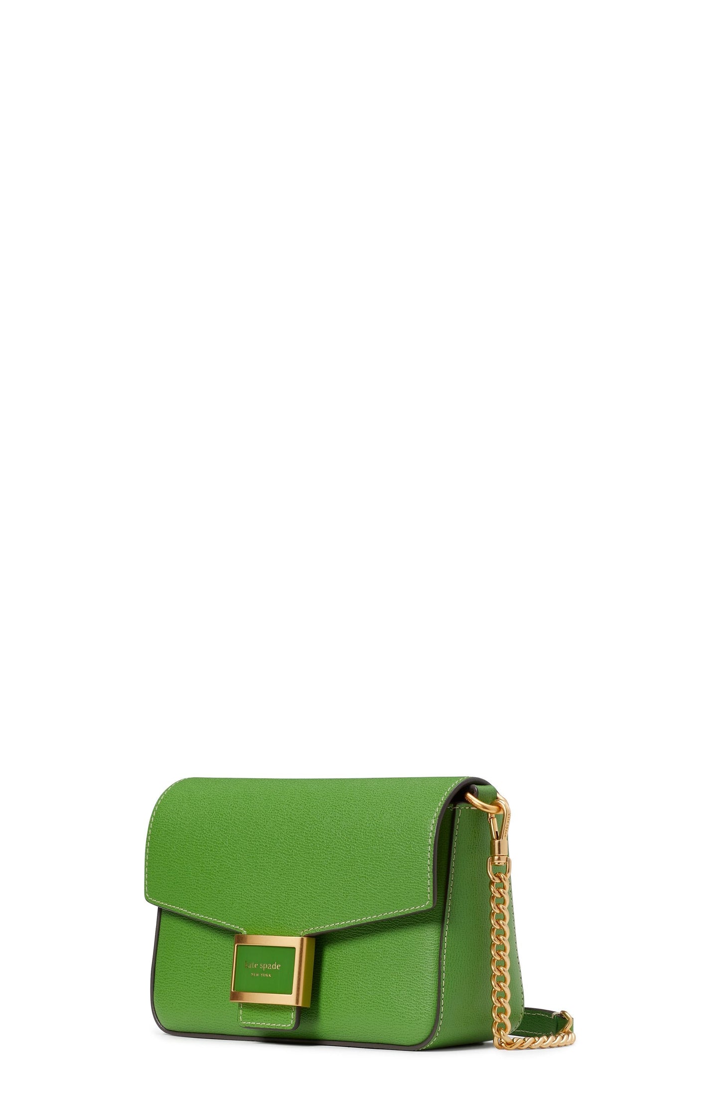 KA026-katy textured leather flap chain crossbody-Ks Green