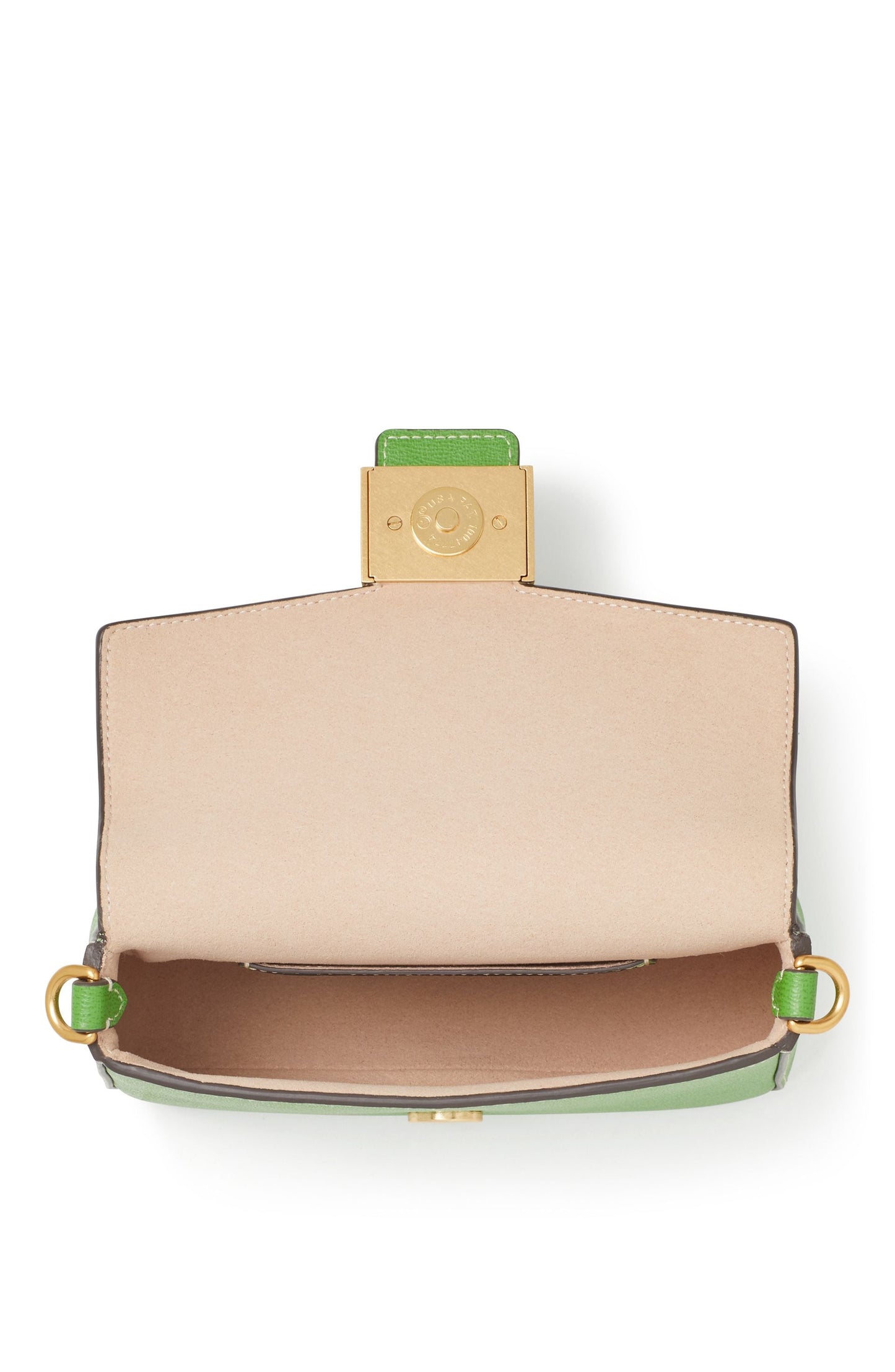 KA026-katy textured leather flap chain crossbody-Ks Green