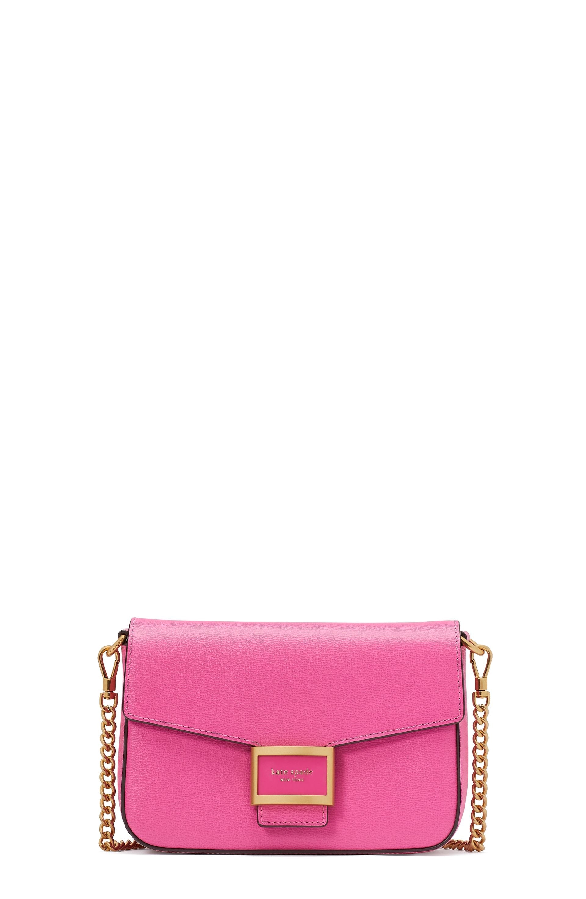 KA026-katy textured leather flap chain crossbody-Energy Pink