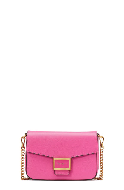 KA026-katy textured leather flap chain crossbody-Energy Pink