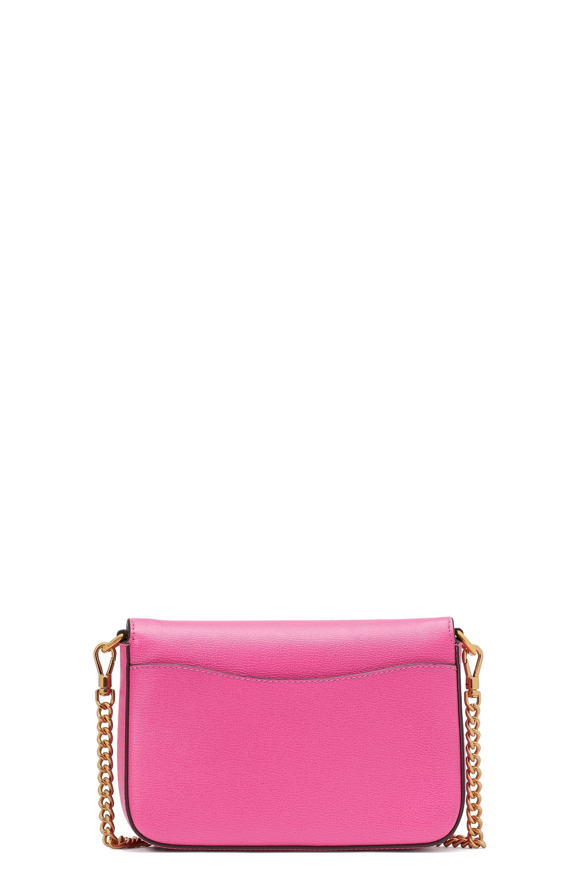 KA026-katy textured leather flap chain crossbody-Energy Pink