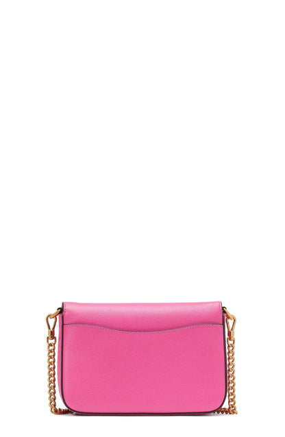KA026-katy textured leather flap chain crossbody-Energy Pink