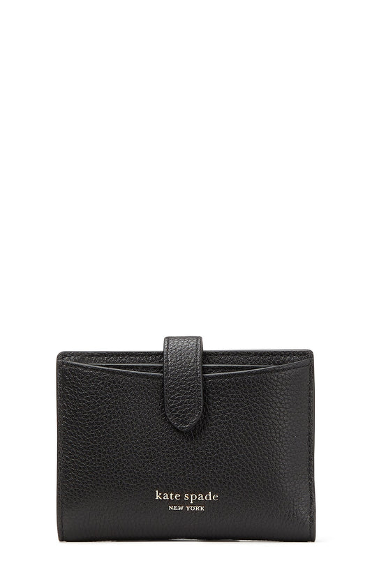 KA027-hudson pebbled leather small bifold wallet-Black
