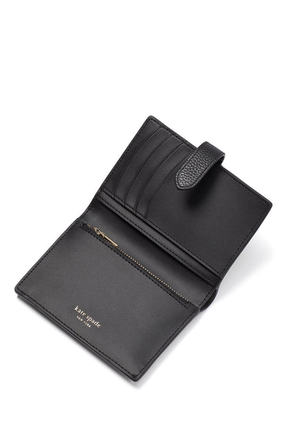KA027-hudson pebbled leather small bifold wallet-Black