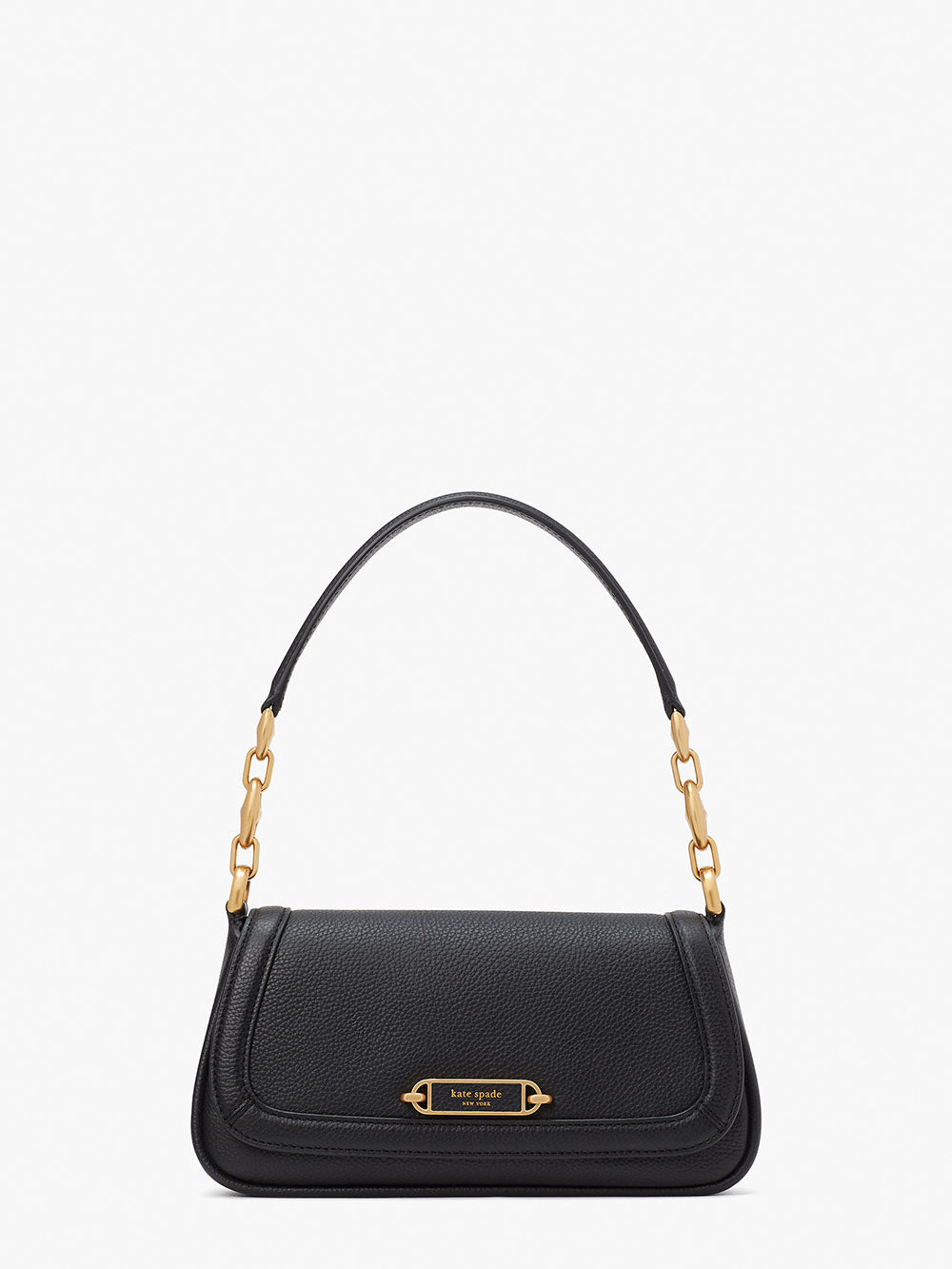 KB127-gramercy small flap shoulder bag-Black