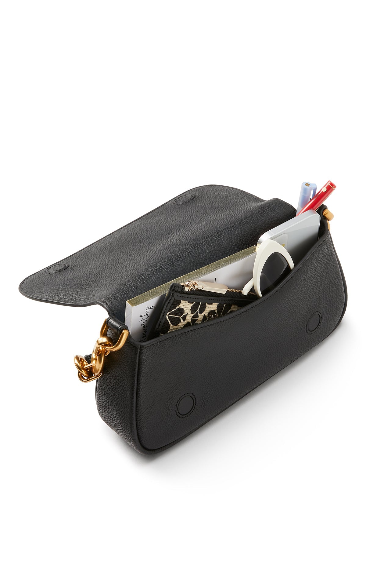 KB127-gramercy small flap shoulder bag-Black