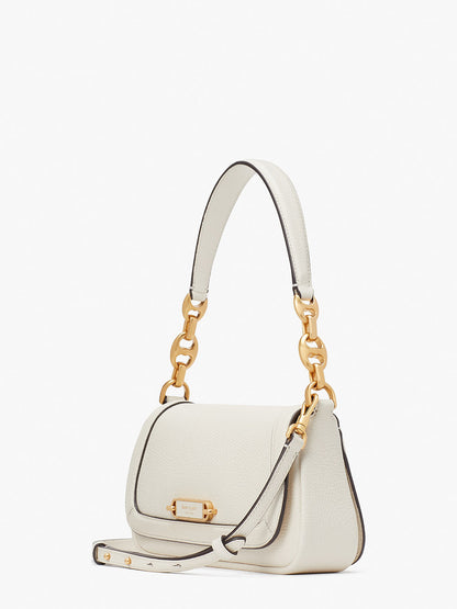 KB127-gramercy small flap shoulder bag-Halo White