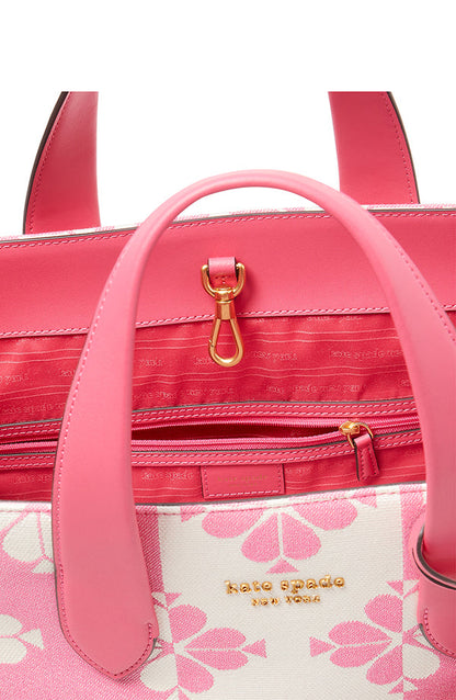 KB157-spade flower two-tone canvas manhattan large tote-Pom Pom Pink Multi