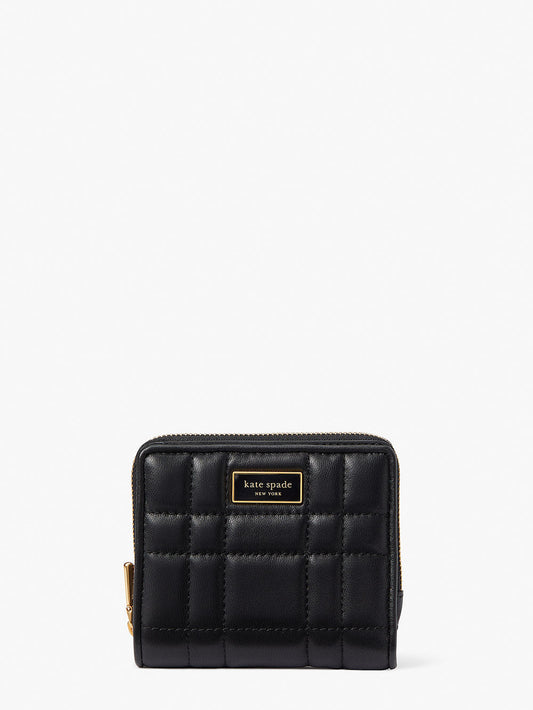 KB858-Black-evelyn quilted small bifold wallet